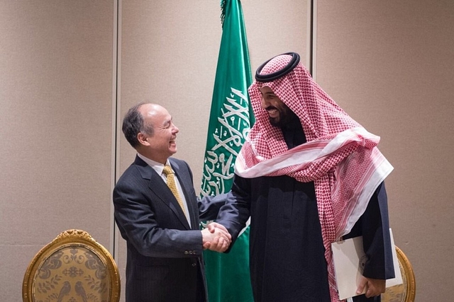 SoftBank founder Masayoshi San (L) with Saudi Crown Prince Mohammed Bin Salman. (pic via Twitter)