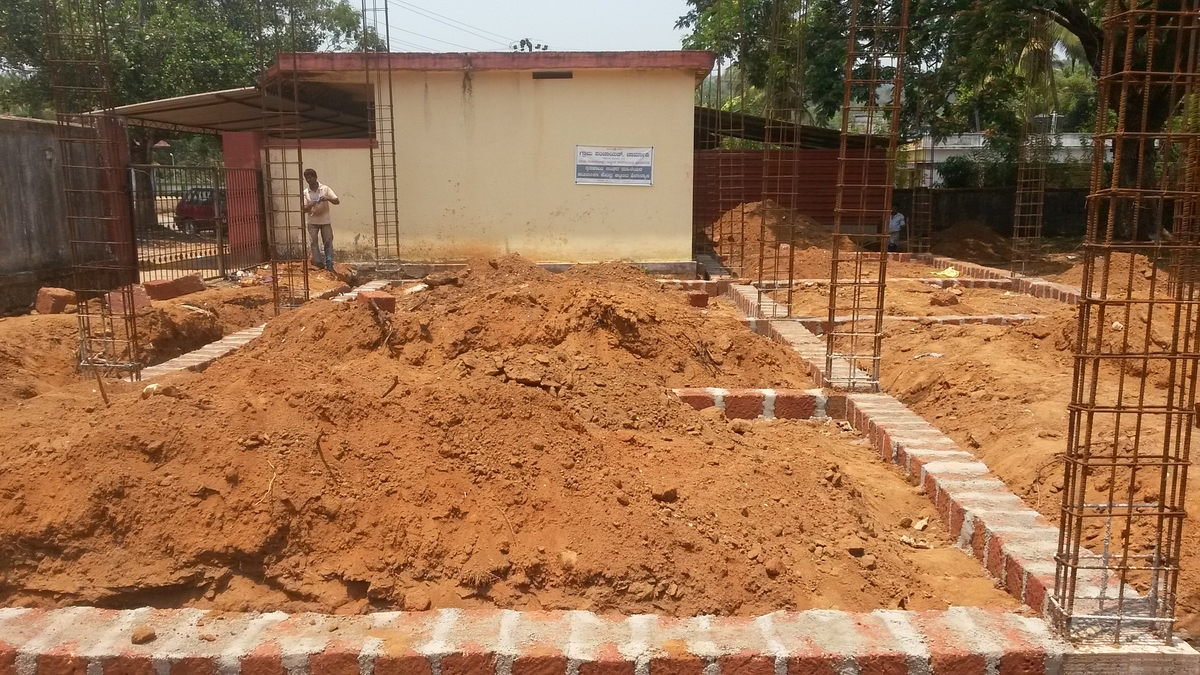 A building project coming up at Charmadi village under MNREGS in Dakshina Kannada district.&nbsp;