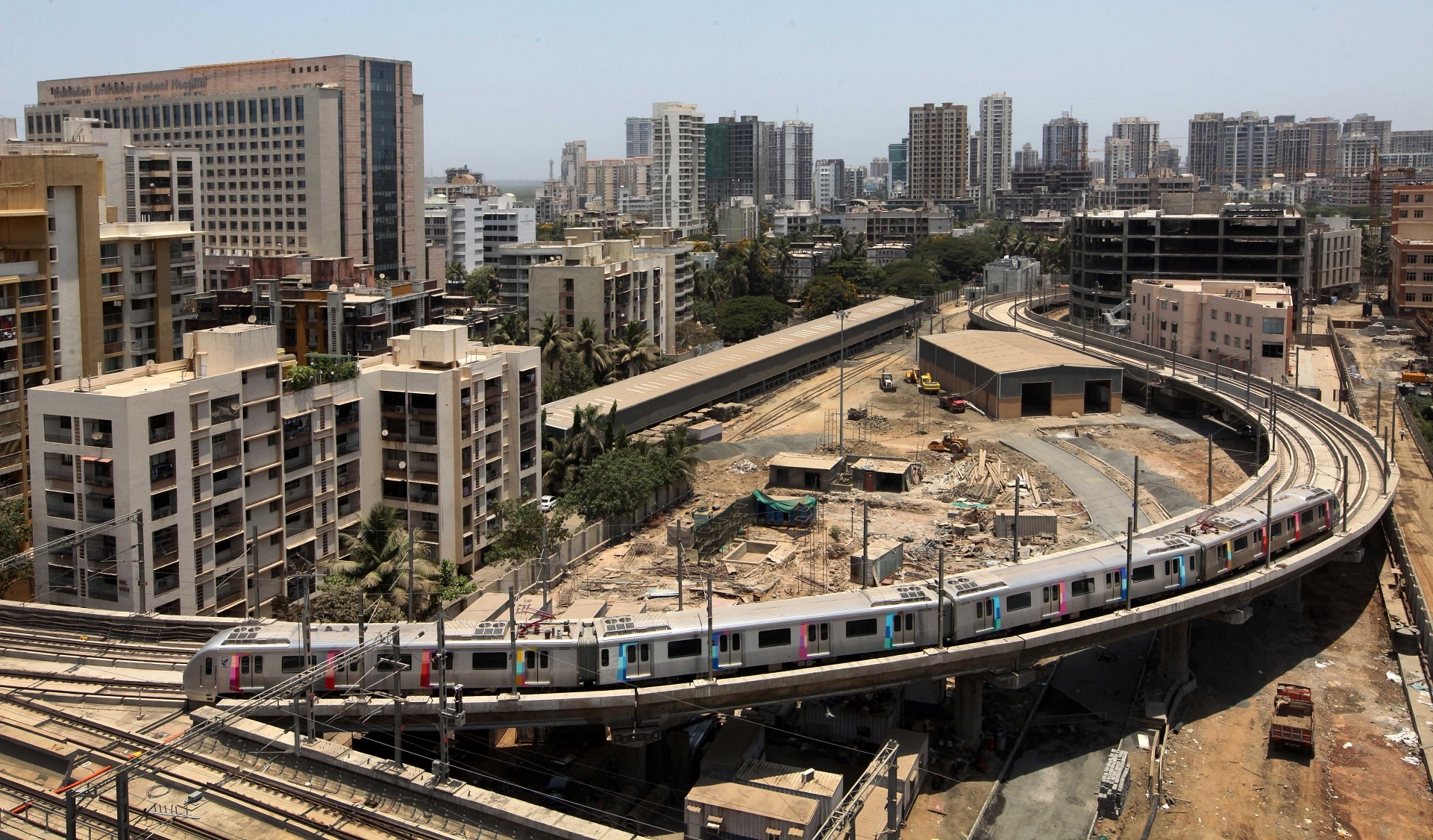 Mumbai Metro at D N Nagar Depot (Mahendra Parikh/Hindustan Times via Getty Images)