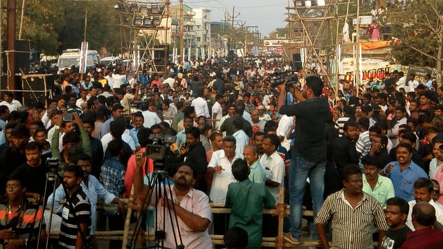 Protests demanding closure of Sterlite plant in Tuticorin in front of the factory’s gate.