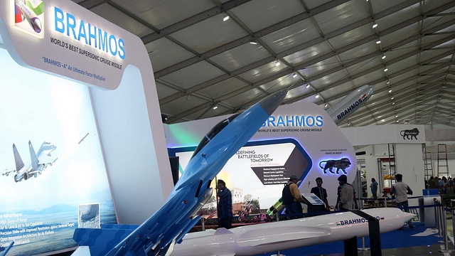 BrahMos Supersonic Cruise missile pavilion at Defence Expo. (SpokespersonMoD/Twitter)