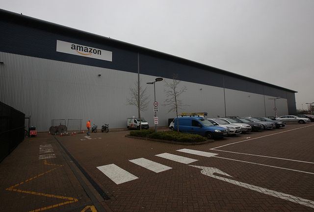 An Amazon warehouse in Hernel Hampstead, England (Peter Macdiarmid/Getty Images)