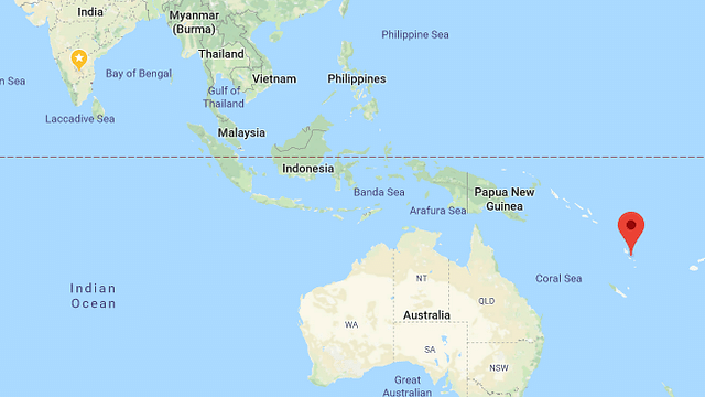 Location of Vanuatu. (Google Maps) 