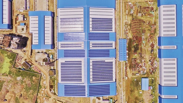 A drone shot of solar panels atop Chennai Metro’s Koyambedu Depot (Chennai Metro Rail Limited/Facebook)