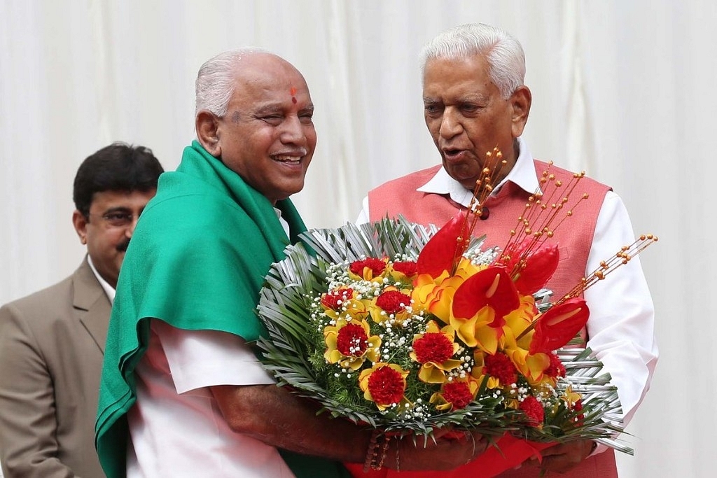 Governor Vajubhai Vala with Chief Minister B S Yeddyurappa