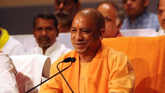 UP Chief Minister Yogi Adityanath during a press conference in Lucknow. (Subhankar Chakraborty/Hindustan Times via GettyImages)