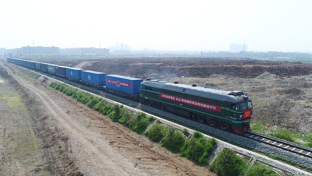 First freight train heads from China to Central Asia.