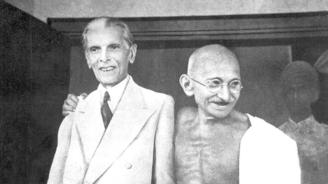 Jinnah and Gandhi (Wikimedia Commons)