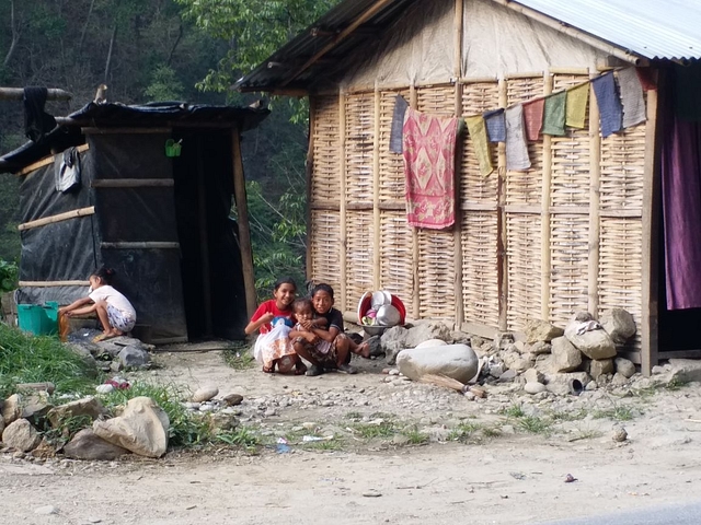 New Muslim migrants at Melli below the bridge over Teesta river.