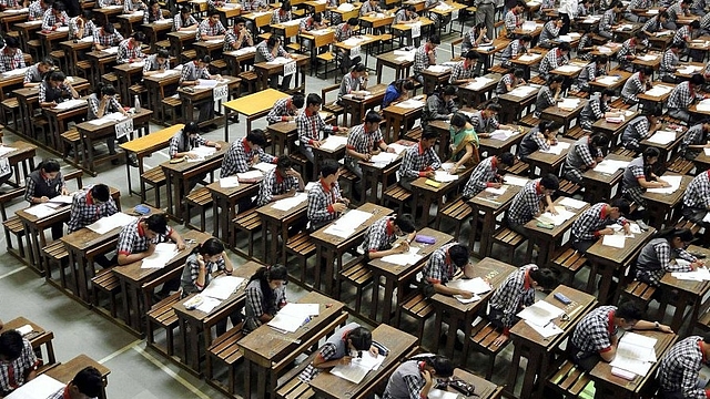 Students appearing the Class XII CBSE exam in Indore, India. (Arun Mondhe/Hindustan Times via Getty Images)&nbsp;