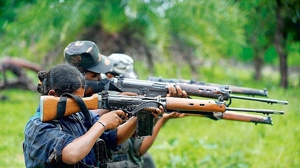 
 Members of a Maoist group in Jharkhand.