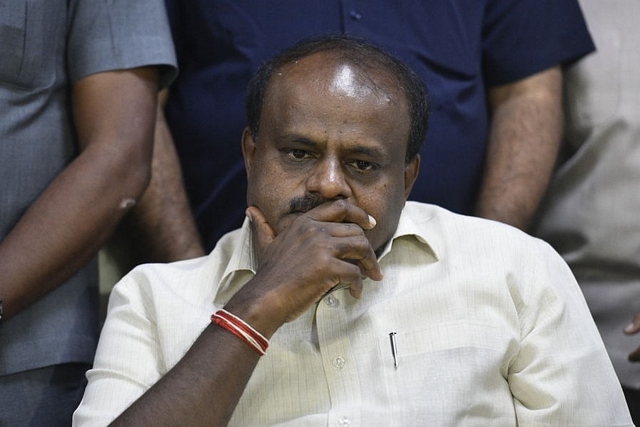 Karnataka Chief  Minister H D Kumaraswamy at a press conference in New Delhi. (Sanchit Khanna/Hindustan Times via GettyImages)&nbsp;