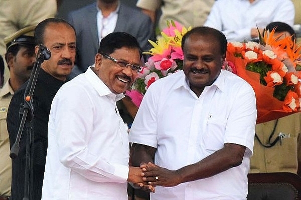 Karnataka Chief Minister H D Kumaraswamy and Deputy Chief Minister G Parameshwara. (Arijit Sen/Hindustan Times via Getty Images)