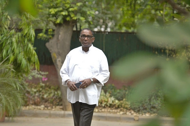 Former Supreme Court judge Jasti Chelameswar at his residence in New Delhi. (Raj K Raj/Hindustan Times via GettyImages)