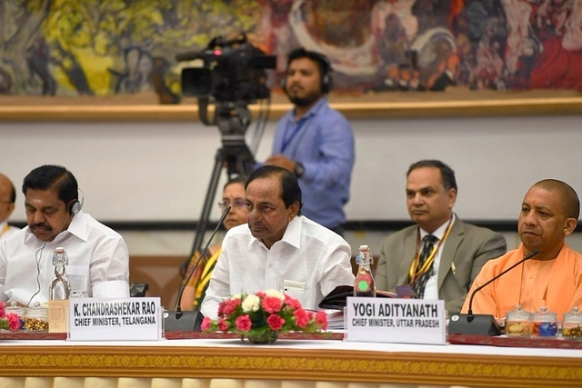 K Chandrasekhar Rao at the Niti Aayog meet. (pic via Twitter) 