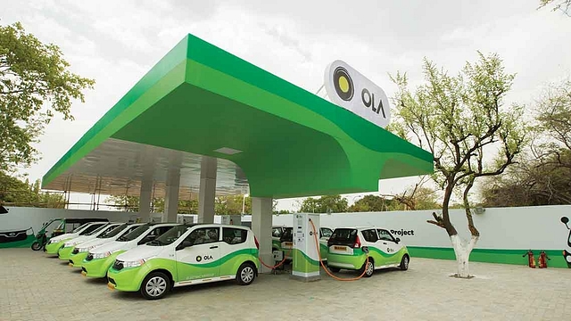 Electric cars operated by Ola Cabs in Nagpur, Maharashtra.