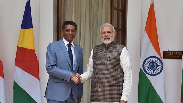 PM Modi with Seychelles President Faure. (pic via Twitter)