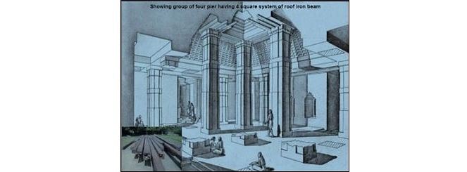 There was an advanced smelting foundry for casting iron beams, which interspersed stone beams and boulders to bear load.
