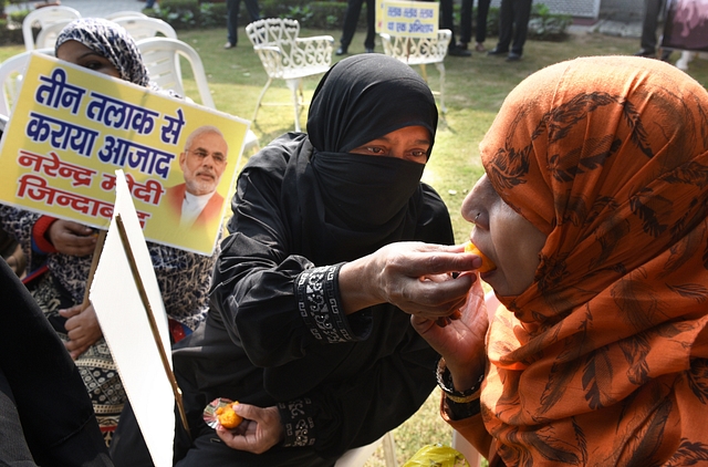 Muslim women at a programme to celebrate the passing of the triple ‘Talaq’ bill by the Lok Sabha. (Arvind Yadav/Hindustan Times via Getty Images)