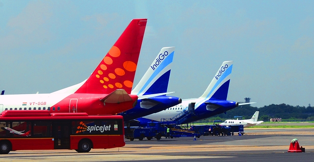 The picture featuring planes of various airlines parked at the IGI airport. (Ramesh Pathania/Mint via Getty Images)