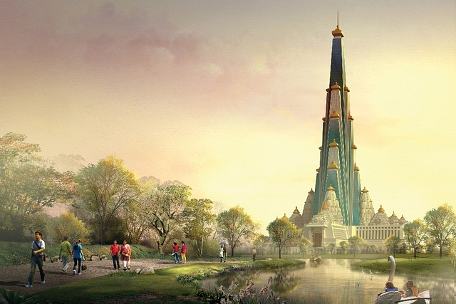 An artist’s impression of the Vrindavan Chandrodaya Mandir.