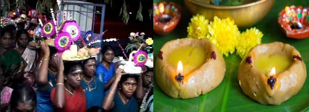 Mavilakku or the lamp of sweetened flour lit for the goddess: a tradition in Tamil Nadu.