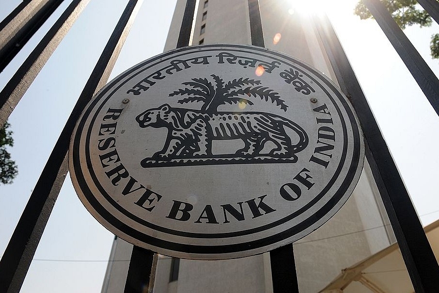 Reserve Bank of India (RBI) logo on the main entrance gate of the RBI headquarters in Mumbai (INDRANIL MUKHERJEE/AFP/Getty Images)