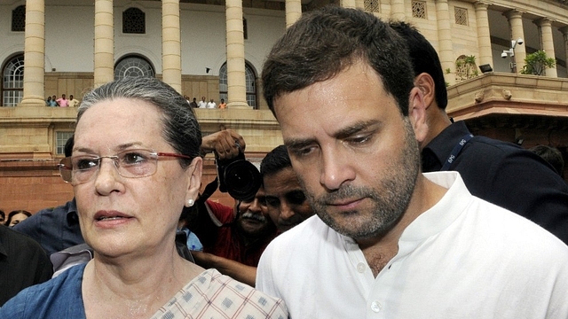 Sonia Gandhi Rahul Gandhi at Parliament complex. (Sonu Mehta/Hindustan Times via Getty Images)