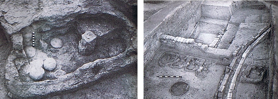 Fire altars in Kalibangan: in aq house (left) and in the citadel (right): Picture: B B Lal, “The Rig Vedic People” (2015)