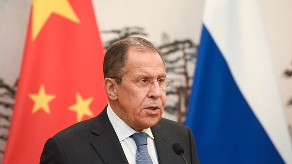 Russian Foreign Minister Sergei Lavrov speaks during a press conference (Photo by Madoka Ikegami-Pool/Getty Images)