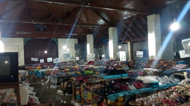 Inside the library hall, where Hindus are supposed to read and organise cultural and spiritual events – now filled with footwear. Symbolic?