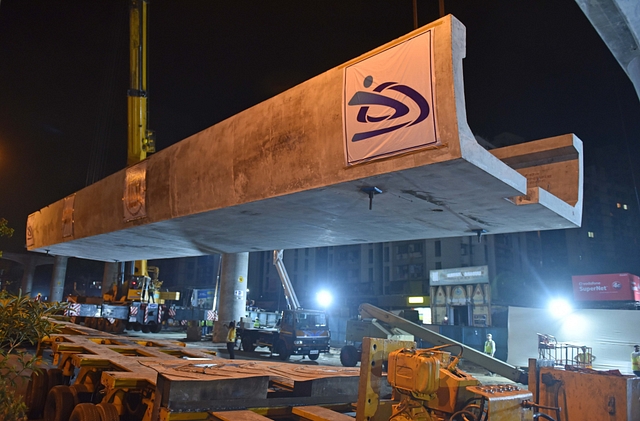 Construction on Mumbai Metro’s Line 7 in 2017 (Pratham Gokhale/Hindustan Times via Getty Images)