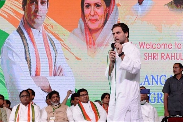 Rahul Gandhi speaking to SHGs in Telangana (@INCIndia/ Twitter)