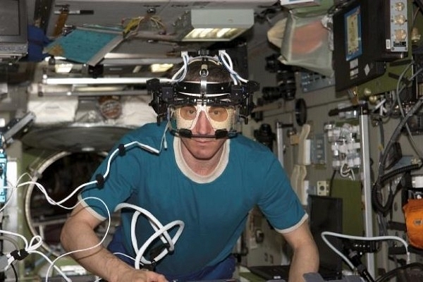 NASA Image: ISS011E13710 – Cosmonaut Sergei K Krikalev, Expedition 11 Commander representing Russia’s Federal Space Agency, uses the Eye Tracking Device (ETD), a European Space Agency (ESA) payload in the Zvezda Service Module of the International Space Station. The ETD measures eye and head movements in space with great accuracy and precision.