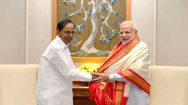 KCR at the meeting with PM Modi. (pic via Twitter)