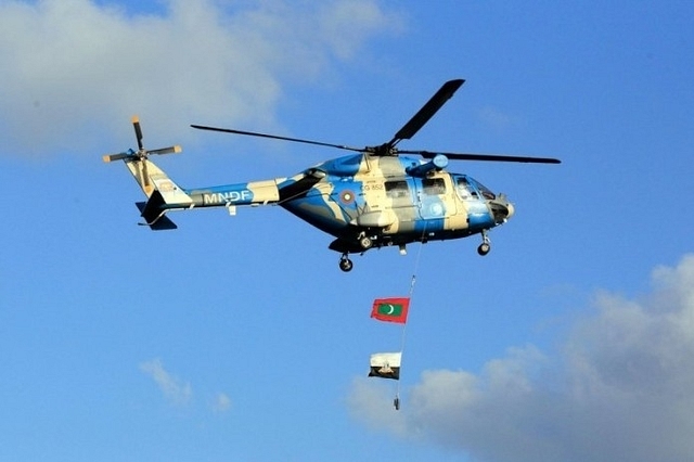 The first helicopter gifted by India to the Maldives in 2010. (MNDF)