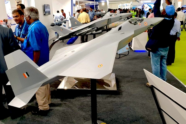 Advanced Medium Combat Aircraft model at the Defexpo India 2018.