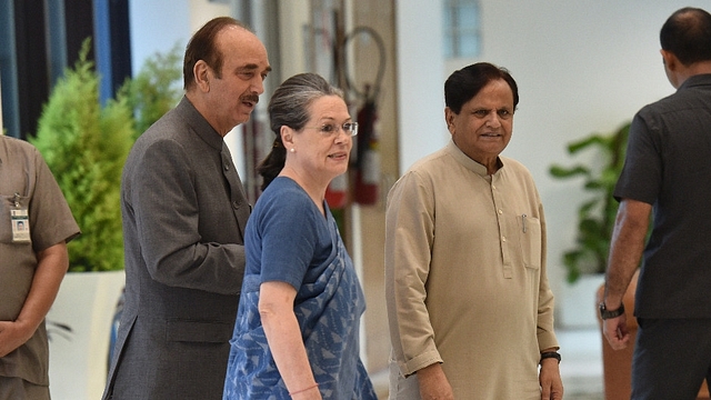 Sonia Gandhi with Ahamd Patel and  Ghulam Nabi Azad. (Arvind Yadav/Hindustan Times via Getty Images)