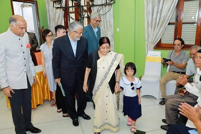 EAM Sushma Swaraj at the camp. (pic via Twitter)