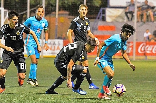 India playing against Argentina (pic via AIFF)&nbsp;