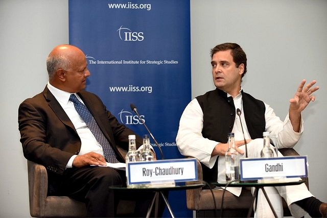 Rahul Gandhi during his address at IISS in London. (IISS/Twitter)