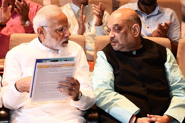 Prime Minister Narendra Modi with BJP president Amit Shah. (Vipin Kumar/Hindustan Times via GettyImages)