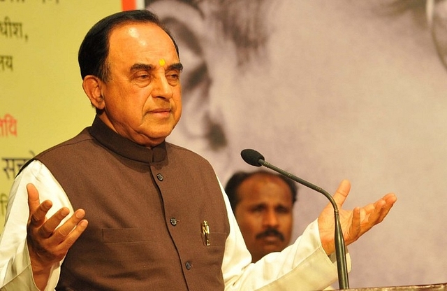 BJP leader Subramanian Swamy addresses during a function at Devi Ahilya Vishwavidyalaya. (Shankar Mourya/Hindustan Times via Getty Images)&nbsp;