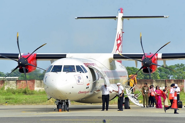 Passengers arrive to board Ludhiana-Delhi flight as part of the Union government’s UDAN scheme. (Photo by Gurpreet Singh/Hindustan Times via Getty Images)