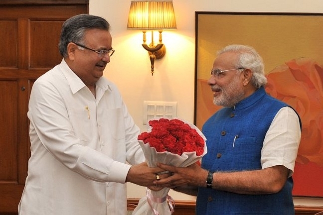 Prime Minister Narendra Modi with Chhattisgarh Chief Minister Raman Singh.