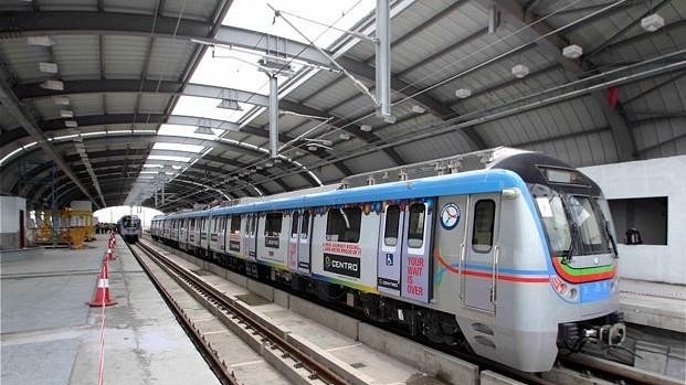 (Representative Image) Hyderabad Metro rail undergoing a trial run