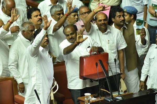 Karnataka Chief Minister H D Kumaraswamy after presenting state budget in Vidhan Soudha in Bengaluru. (Arijit Sen/Hindustan Times via GettyImages)&nbsp;