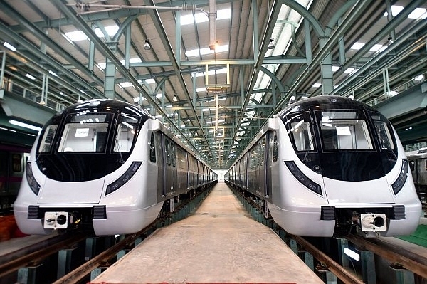 Delhi Metro trains (Photo by Ravi Choudhary/Hindustan Times via Getty Images)