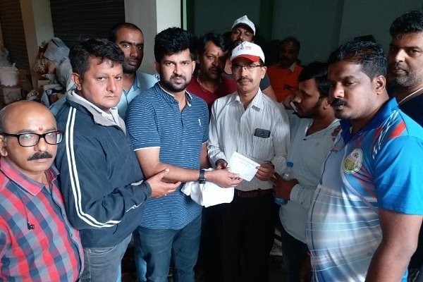 Mysore-Kodagu MP Pratap Simha (centre) during a fundraiser for the Kodagu floods