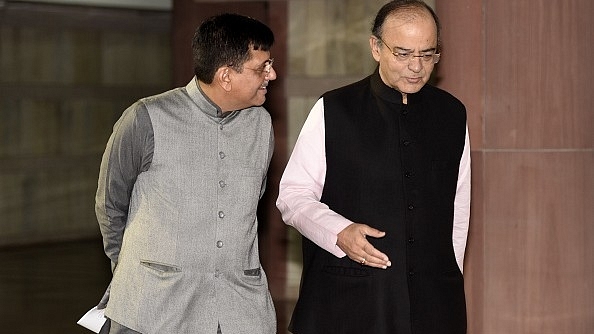 Finance Minister Arun Jaitley and Railways Minister Piyush Goyal are part of the Alternative Mechanism looking at PSB consolidation. The third member of this panel is Defence Minister Nirmala Sitharaman. (Sonu Mehta/Hindustan Times via Getty Images)